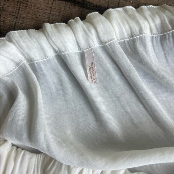 FREE PEOPLE ONE SHOULDER FLOWY IVORY BLOUSE RUFFLE TRIM SMALL - Picture 11 of 11